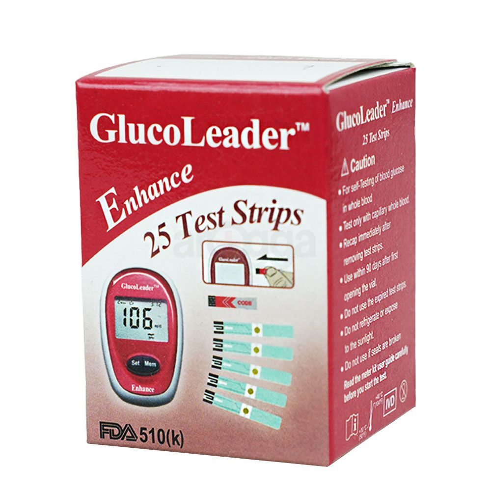 Glucoleader Enhance Blood Glucose Test Strips Red 25's Pack  