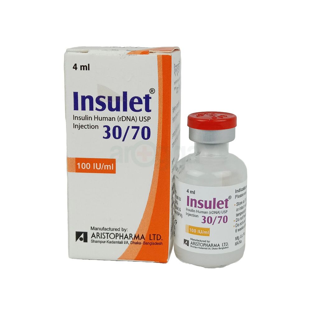 Insulet 30/70 4ml 100IU/ml Injection - Arogga Online Pharmacy