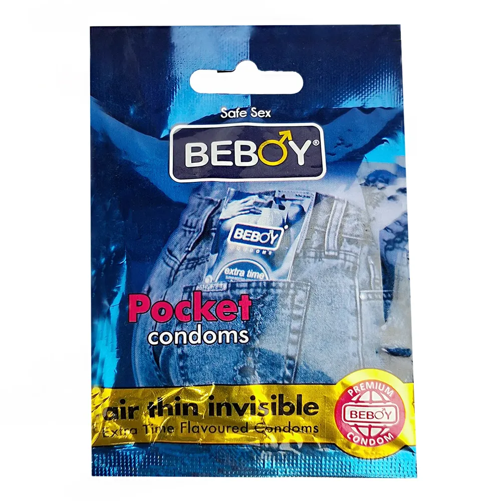 Beboy Extra Time Air Thin Invisible Condom (BubbleGum Flavour) Pocket Pack- 3Pcs(India)  