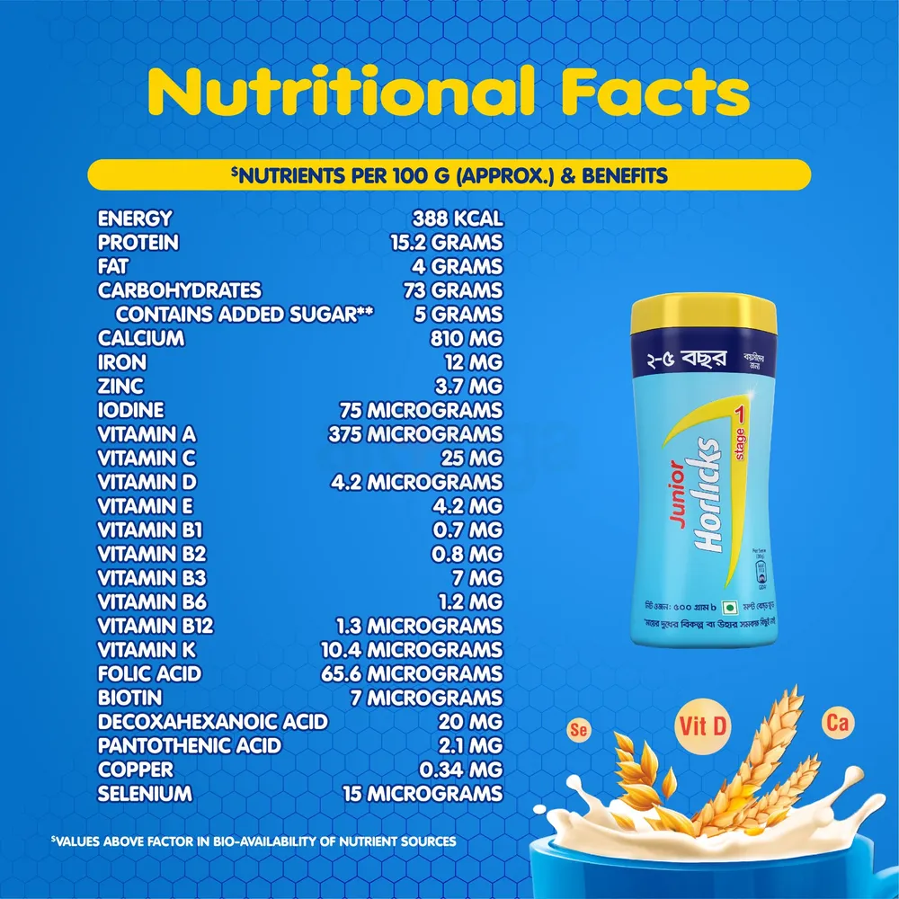 Junior Horlicks Health and Nutrition Drink Container 500g Stage -1  