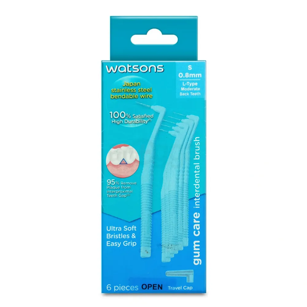 Watsons Interdental Brush Type-L Moderate Back Teeth Size-S 0.8mm 6 Pcs  