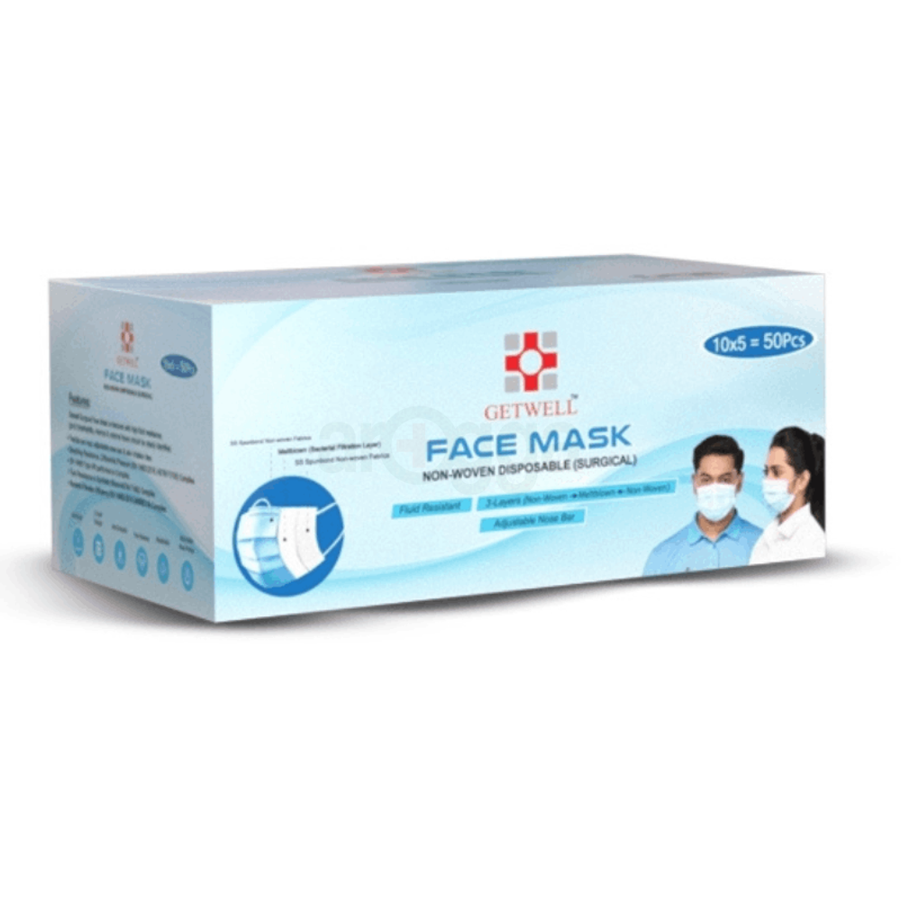 Face Mask Non-Woven Disposable Surgical 50's Pack (Getwell)  