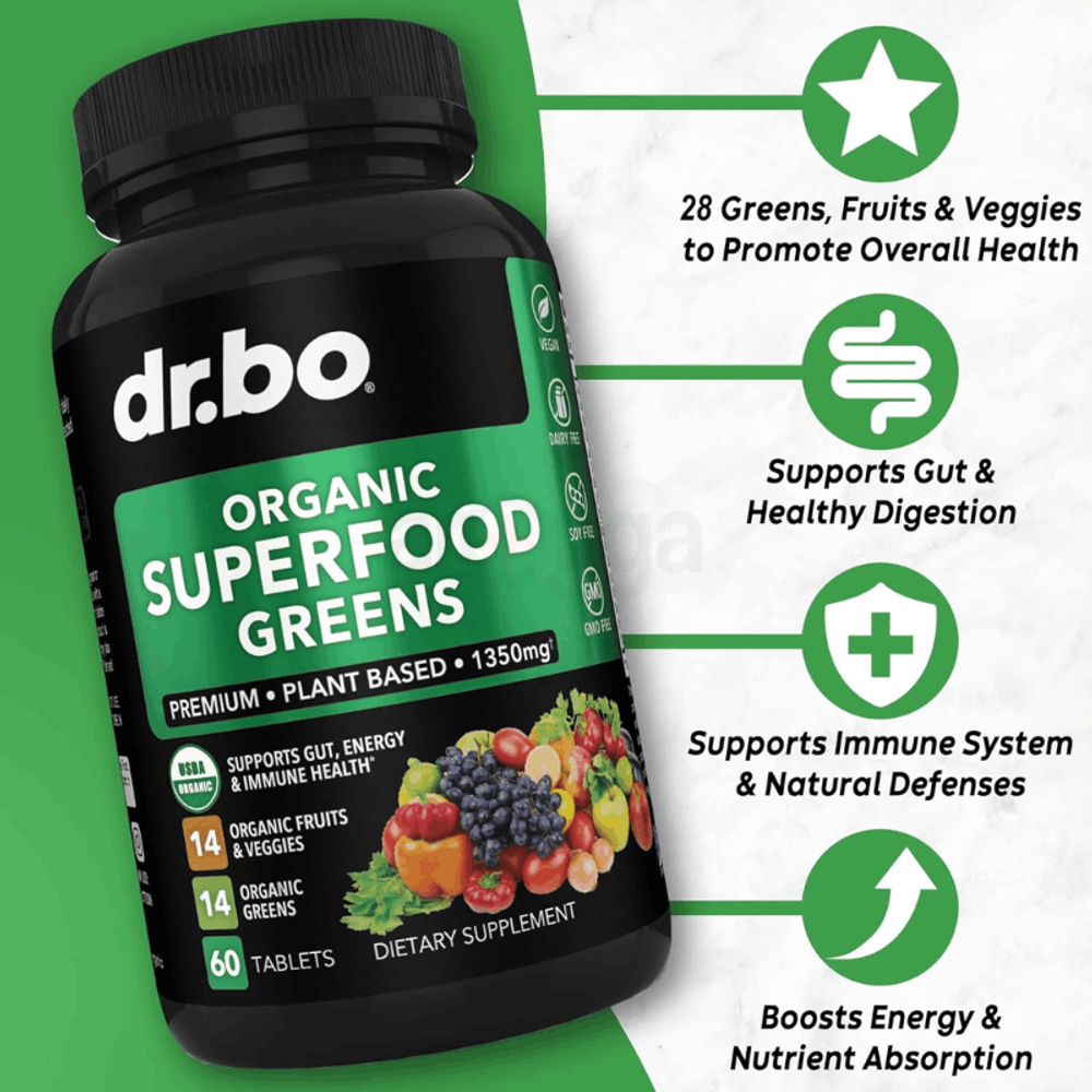 Dr.bo Organic Superfood Greens & Fruit 60 Tablets  