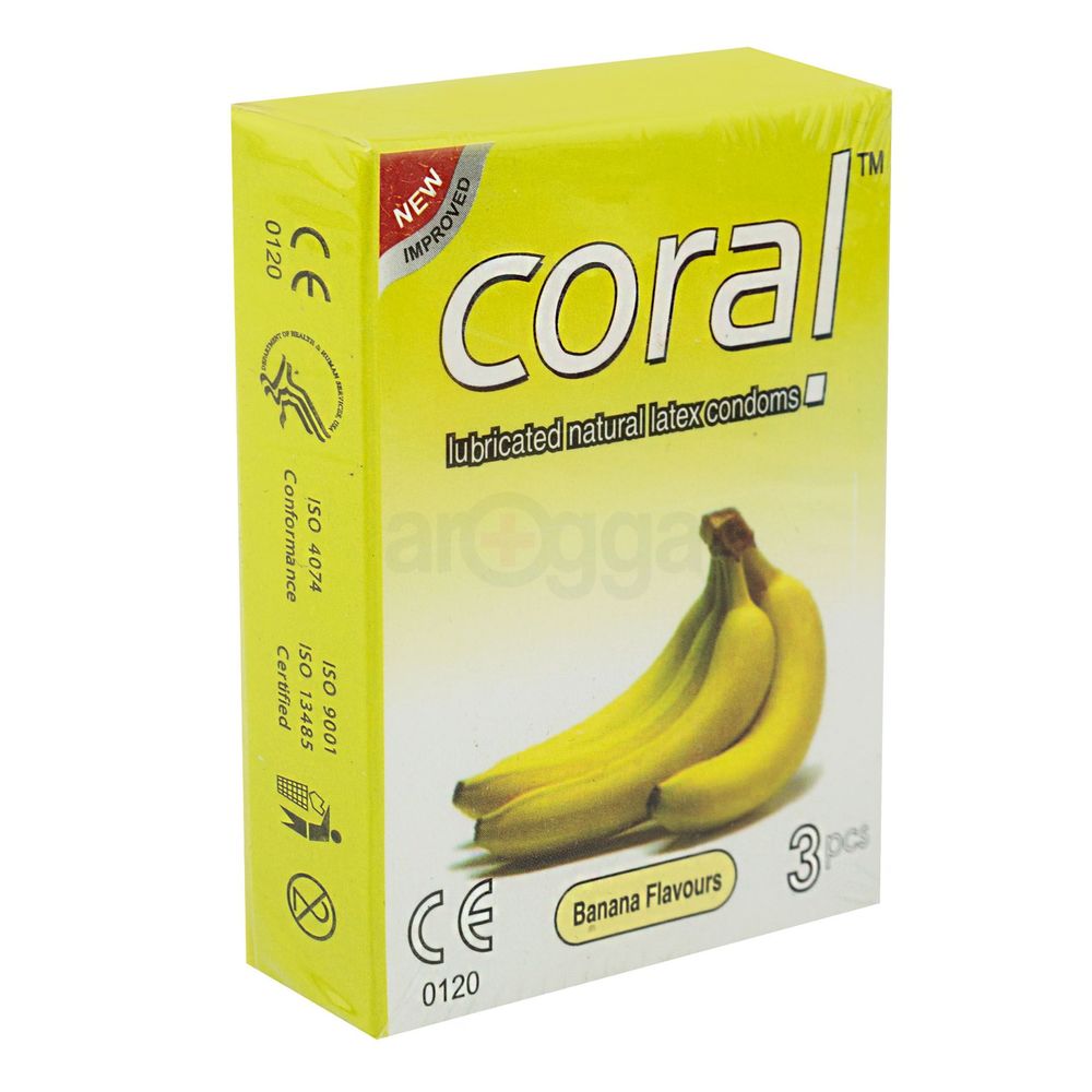 Coral Condom Banana Flavours 3's Pack  