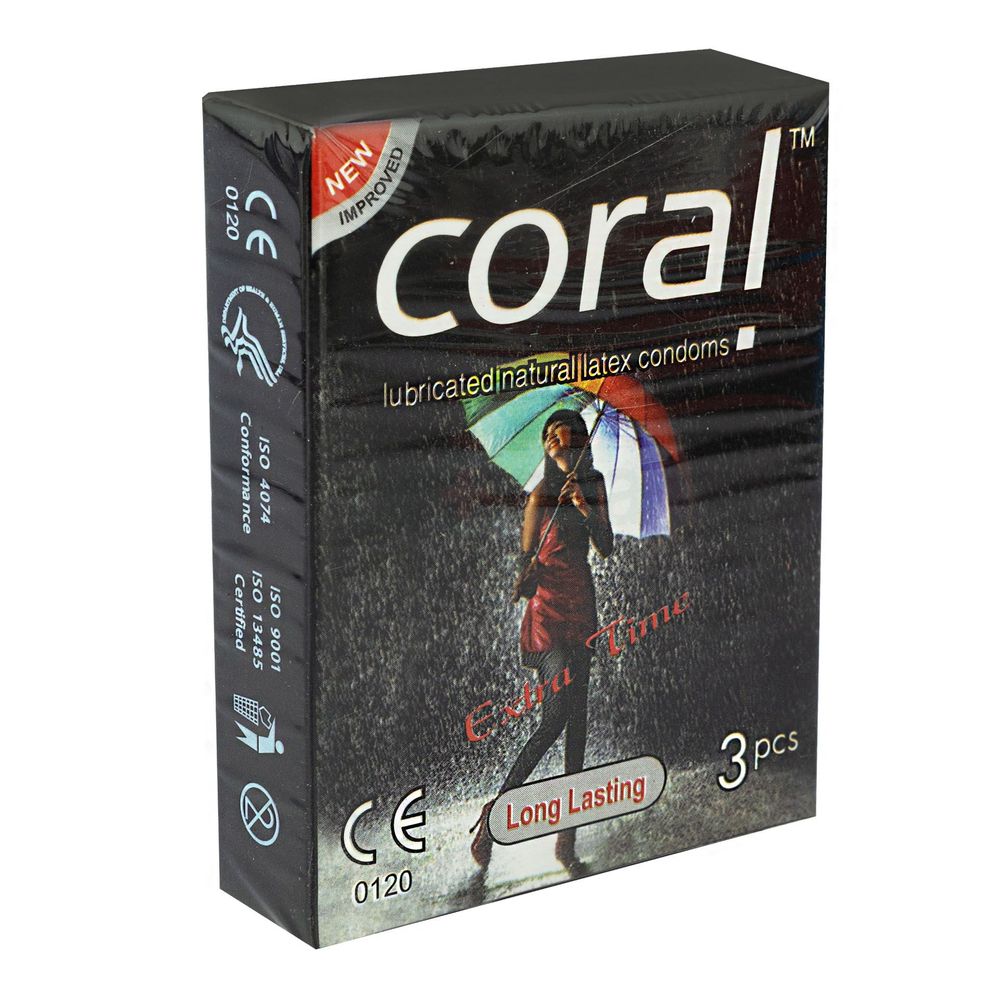 Coral Condom Long Lasting Extra Time 3pcs Pack  