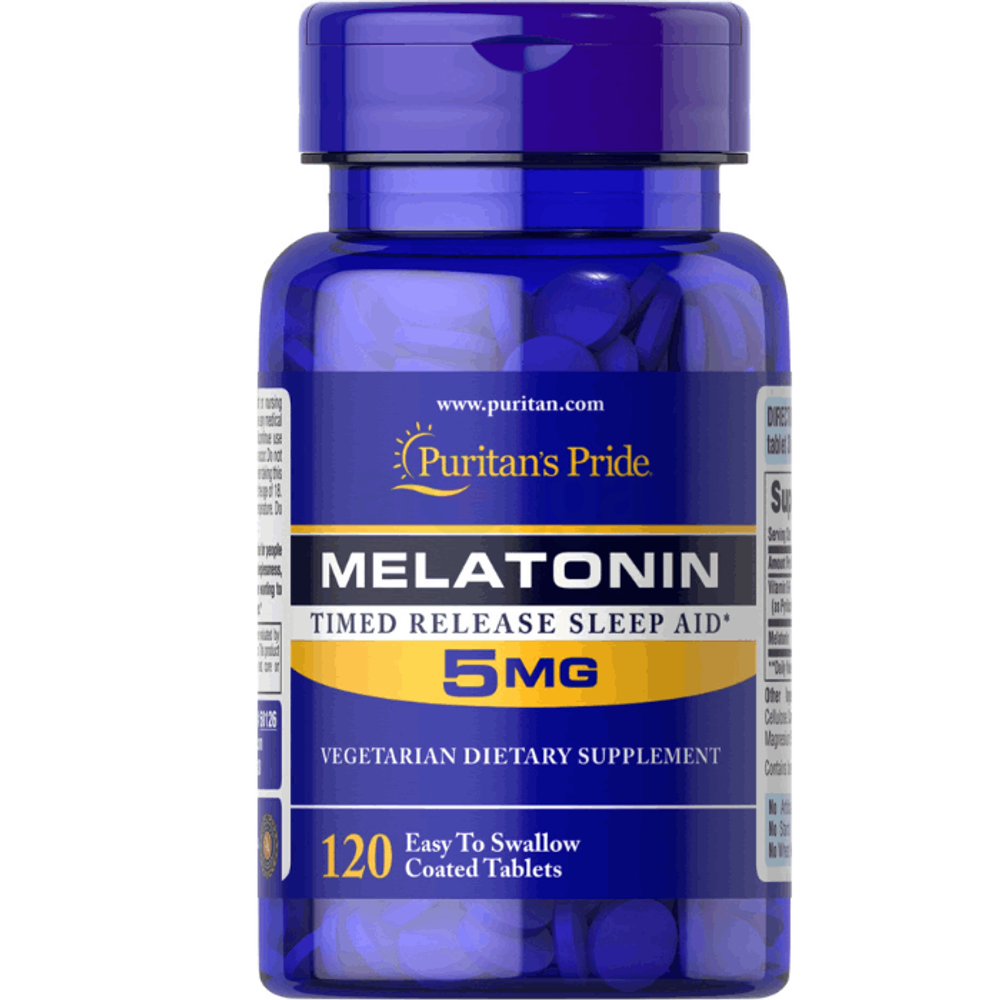 Puritan's Pride Melatonin Timed Release Sleep Aid 5mg, 120 Tablets ...