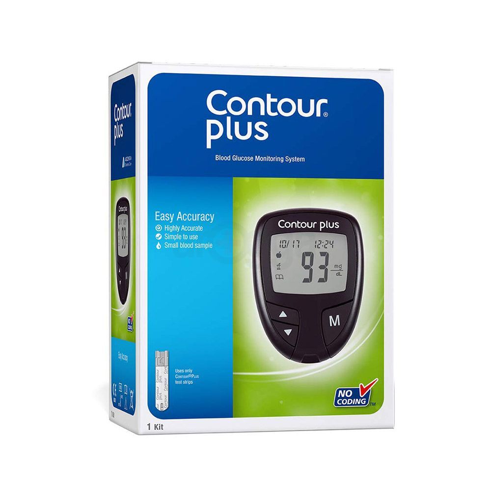 Contour Plus Auto-Coded Blood Glucose Monitoring Glucometer, Diabetic Test Machine  