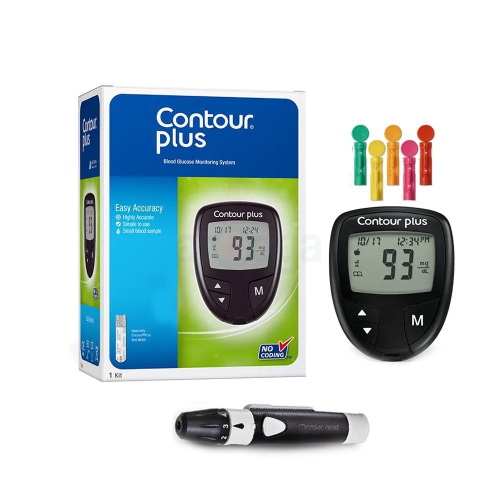 Contour Plus Auto-Coded Blood Glucose Monitoring Glucometer, Diabetic Test Machine  
