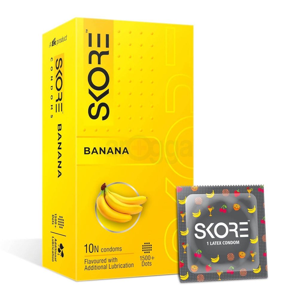 Skore Banana 1500+ Dots Condoms 10's Pack  