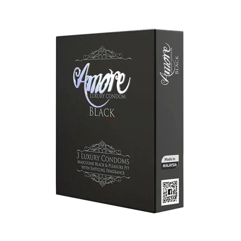 Amore Luxury Black Condom 3's Pack  