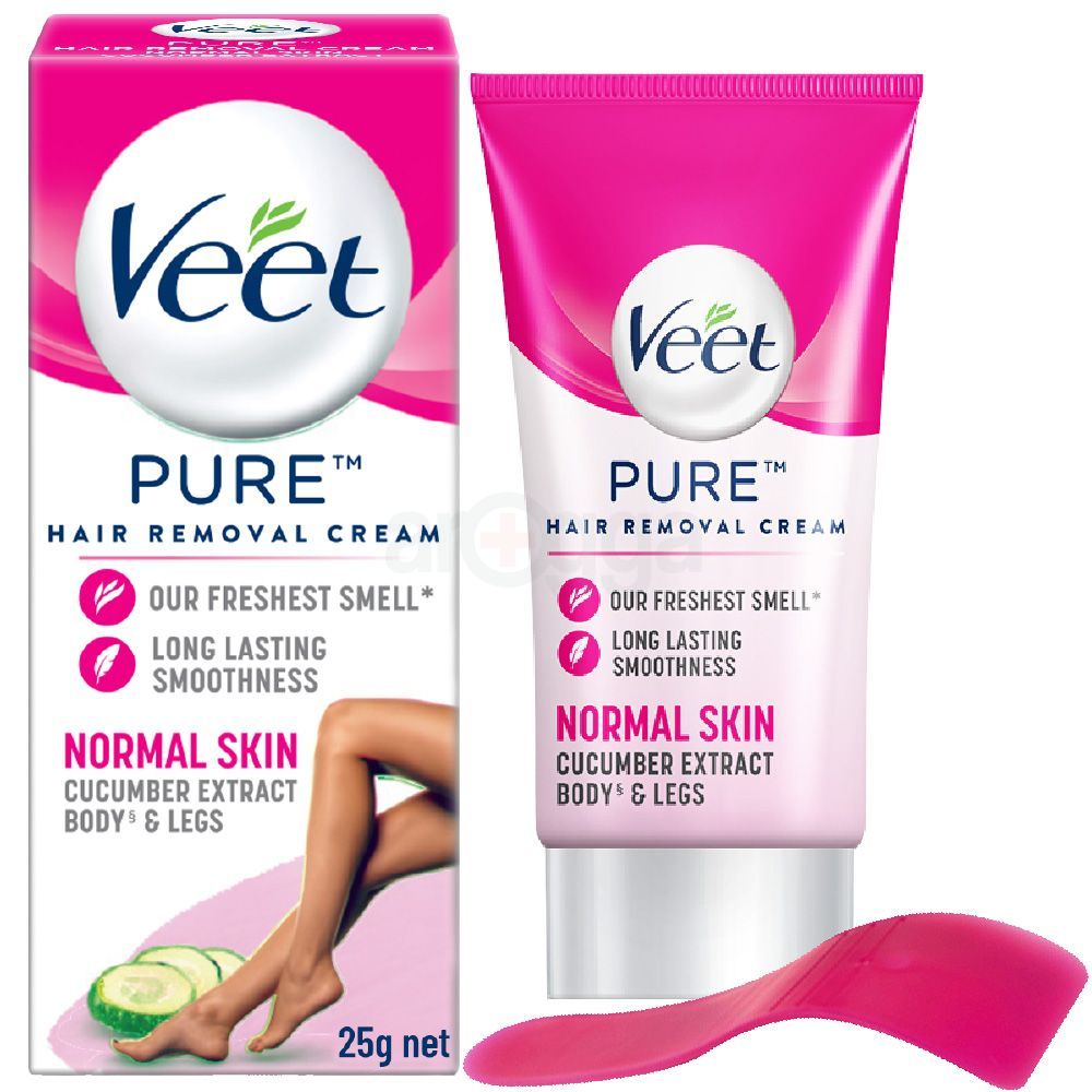 Veet Hair Removal Cream 25gm Normal Skin for Body & Legs, Get Salon-like Silky Smooth Skin with 5 in 1 Skin Benefits  