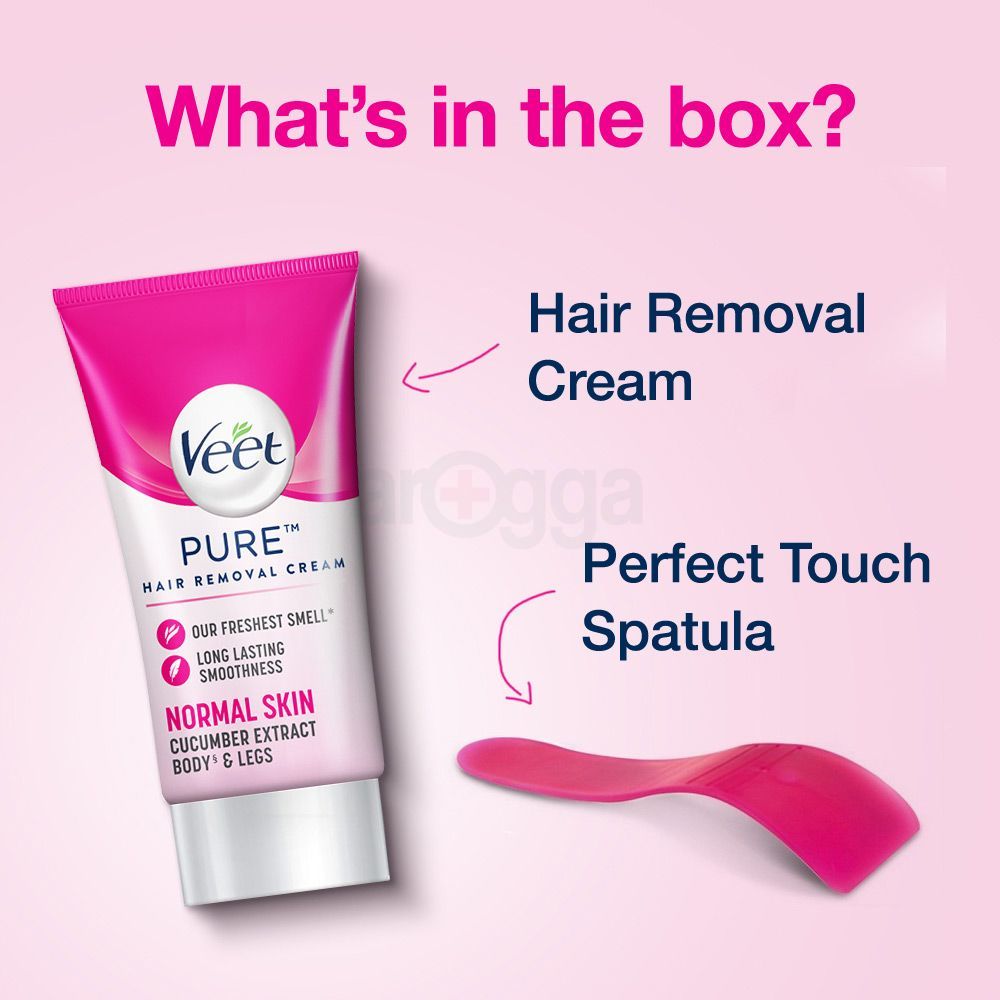 Veet Pure™ Hair Removal Cream 25g Normal Skin for Body & Legs, Freshest Smell with Organic Aloe Vera and Rose Extract  