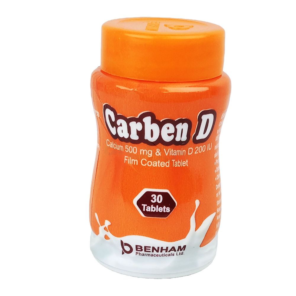 Carben D 30's 500mg+200IU Tablet