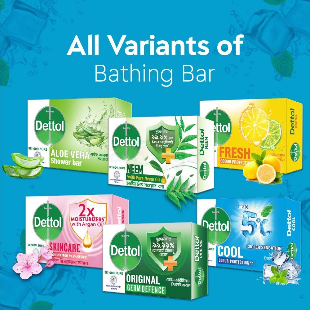 Dettol Soap Cool 75gm Bathing Bar, Soap with Crispy Menthol  