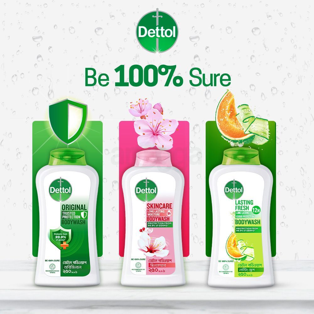 Dettol Antibacterial Body Wash Skincare Rose & Sakura Blossom with 8 Hours Long Lasting Moisture 250ml Shower Gel  