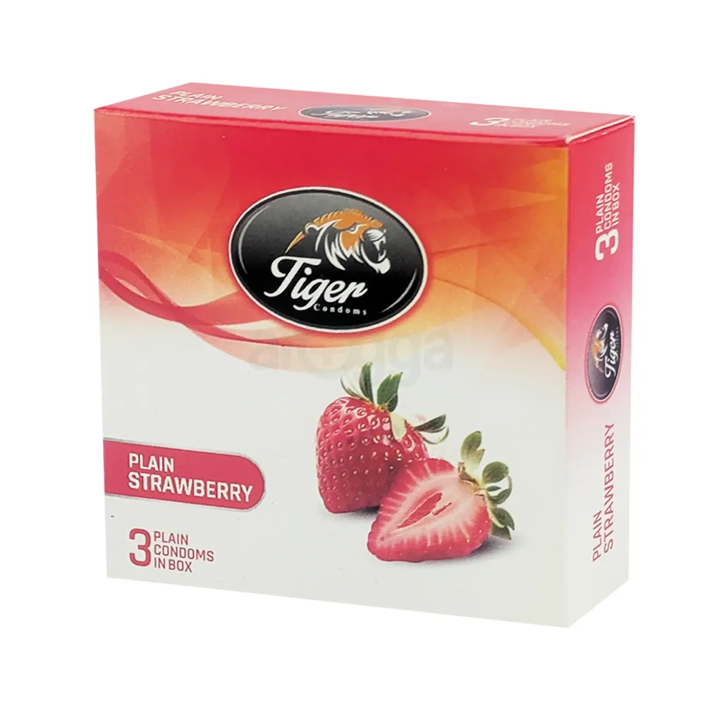 Tiger Plain Strawberry Flavored Condom 3's Pack  
