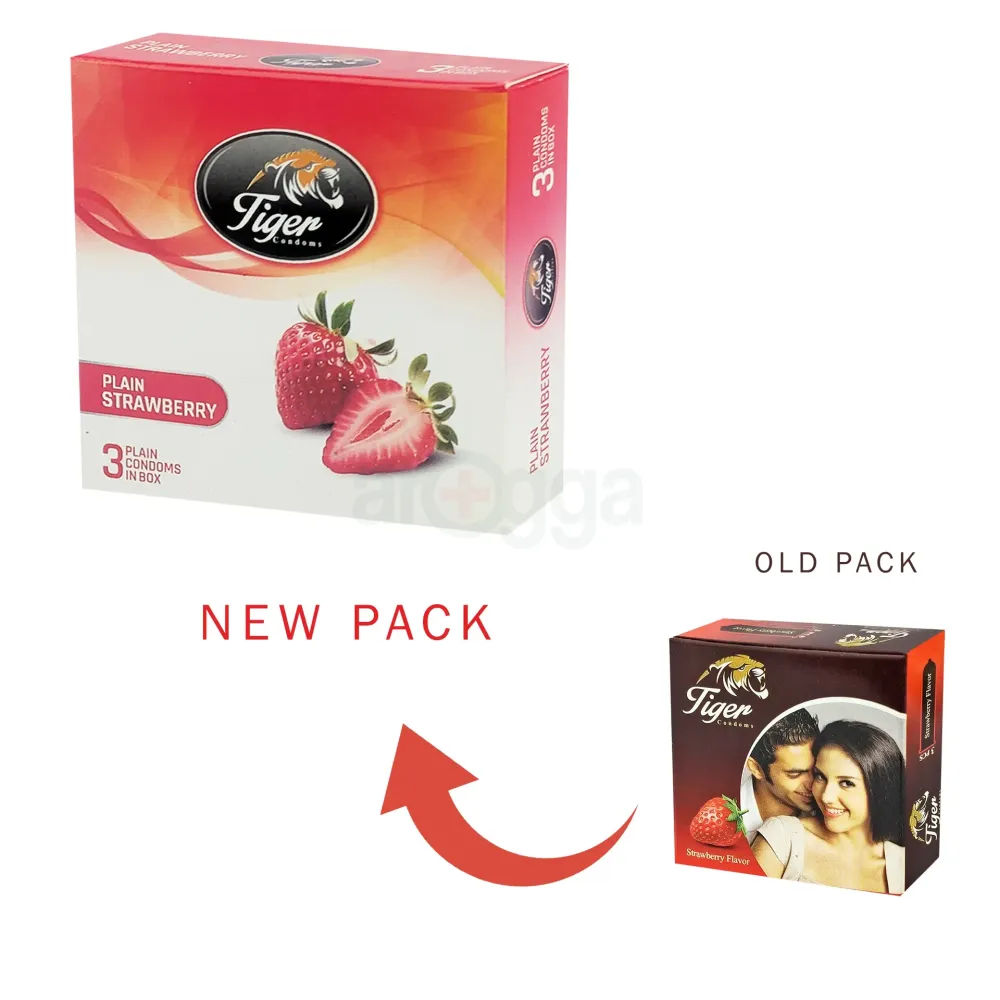 Tiger Plain Strawberry Flavored Condom 3's Pack  