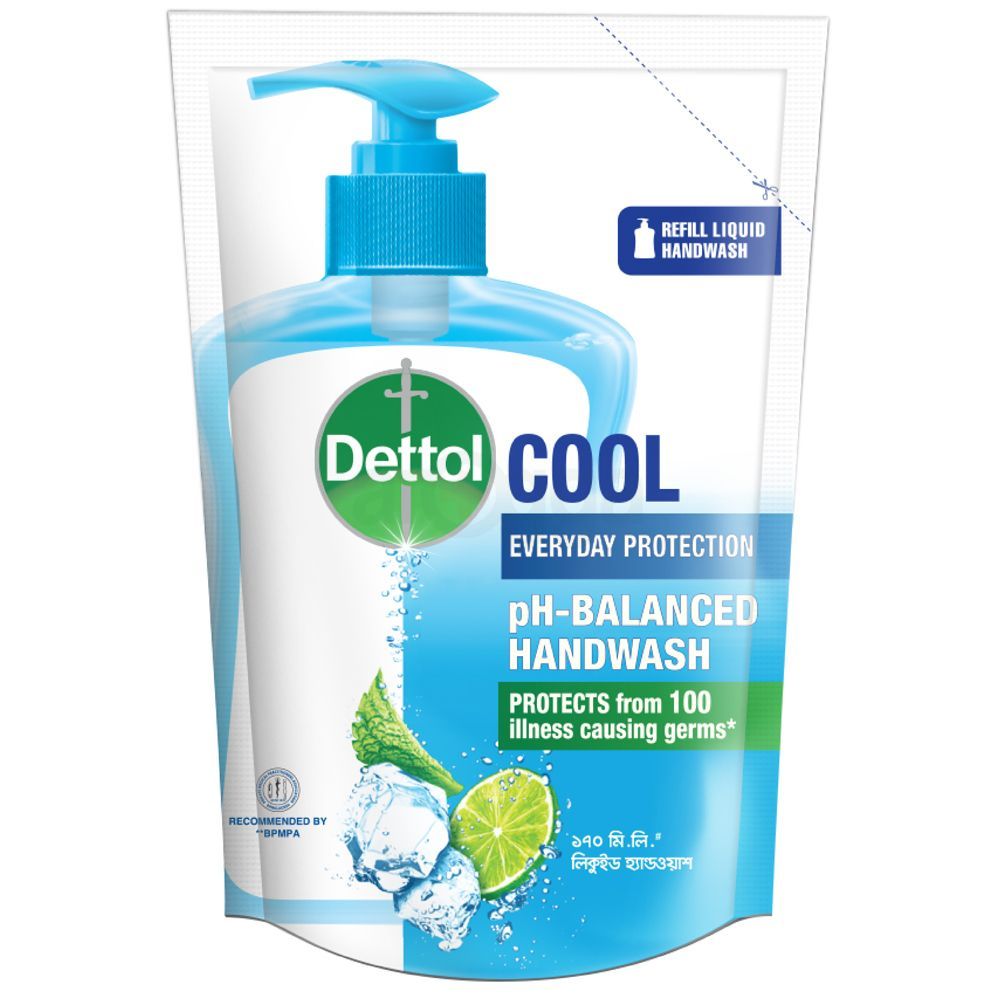 Dettol Handwash (Cool) pH-Balanced Liquid Handwash Refill with Menthol 170ml  