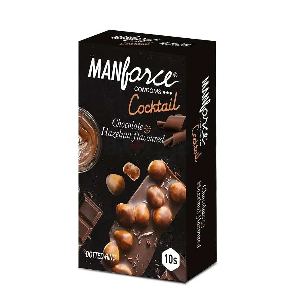 Manforce Cocktail with Dotted Rings Hazelnut & Chocolate Condom - 10Pcs Pack  