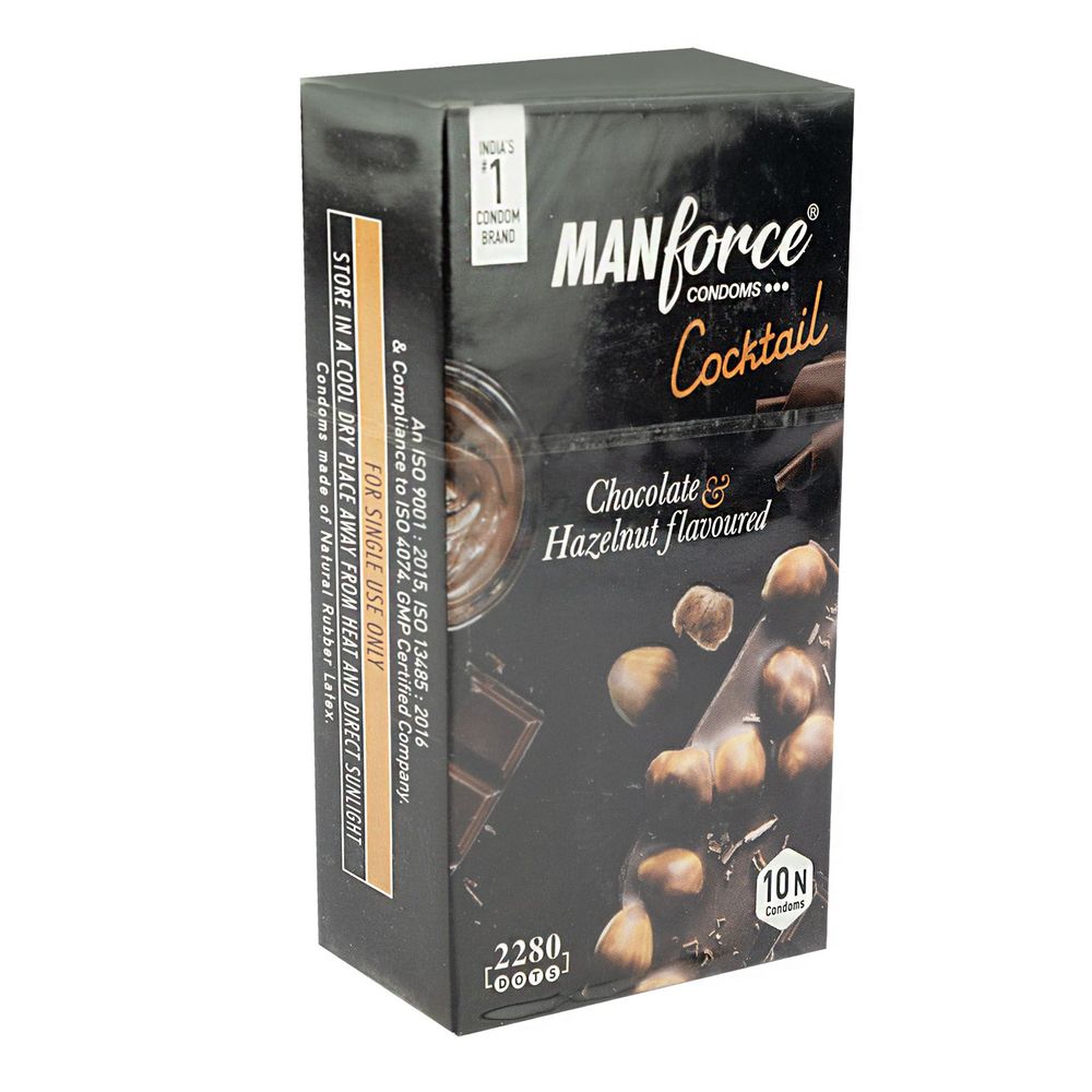 Manforce Cocktail with Dotted Rings Hazelnut & Chocolate Condom - 10Pcs Pack  