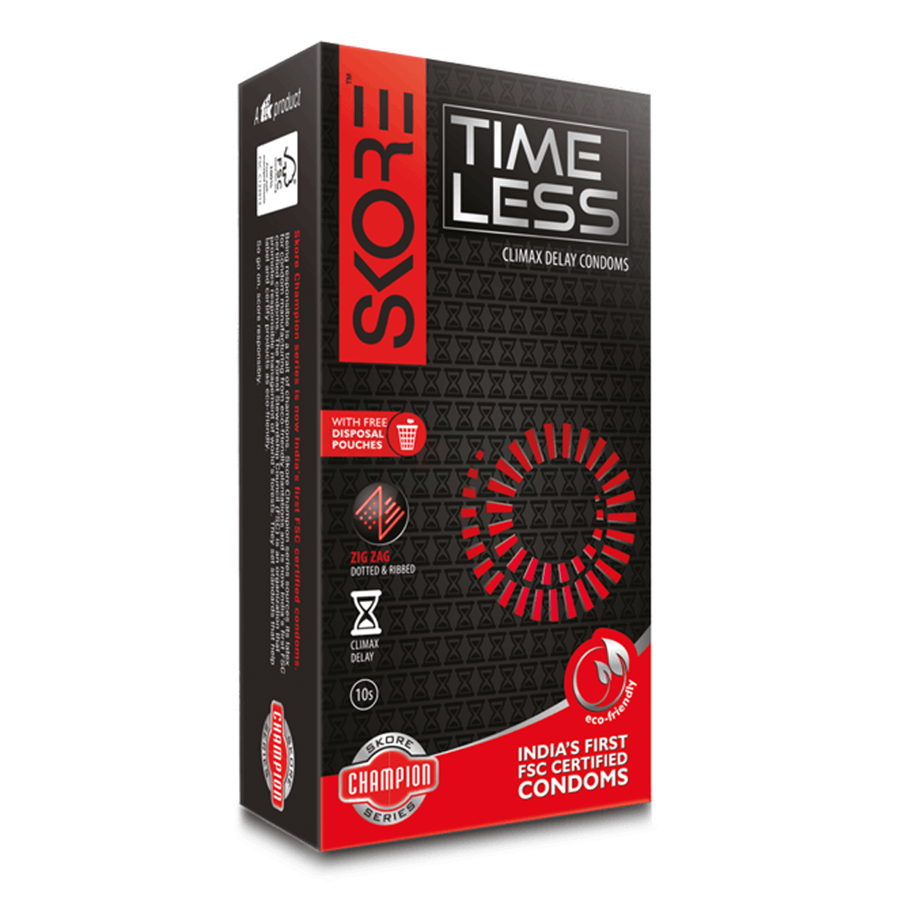 Skore Timeless Climax Delay Dotted & Ribbed Condom - 10's Pack  