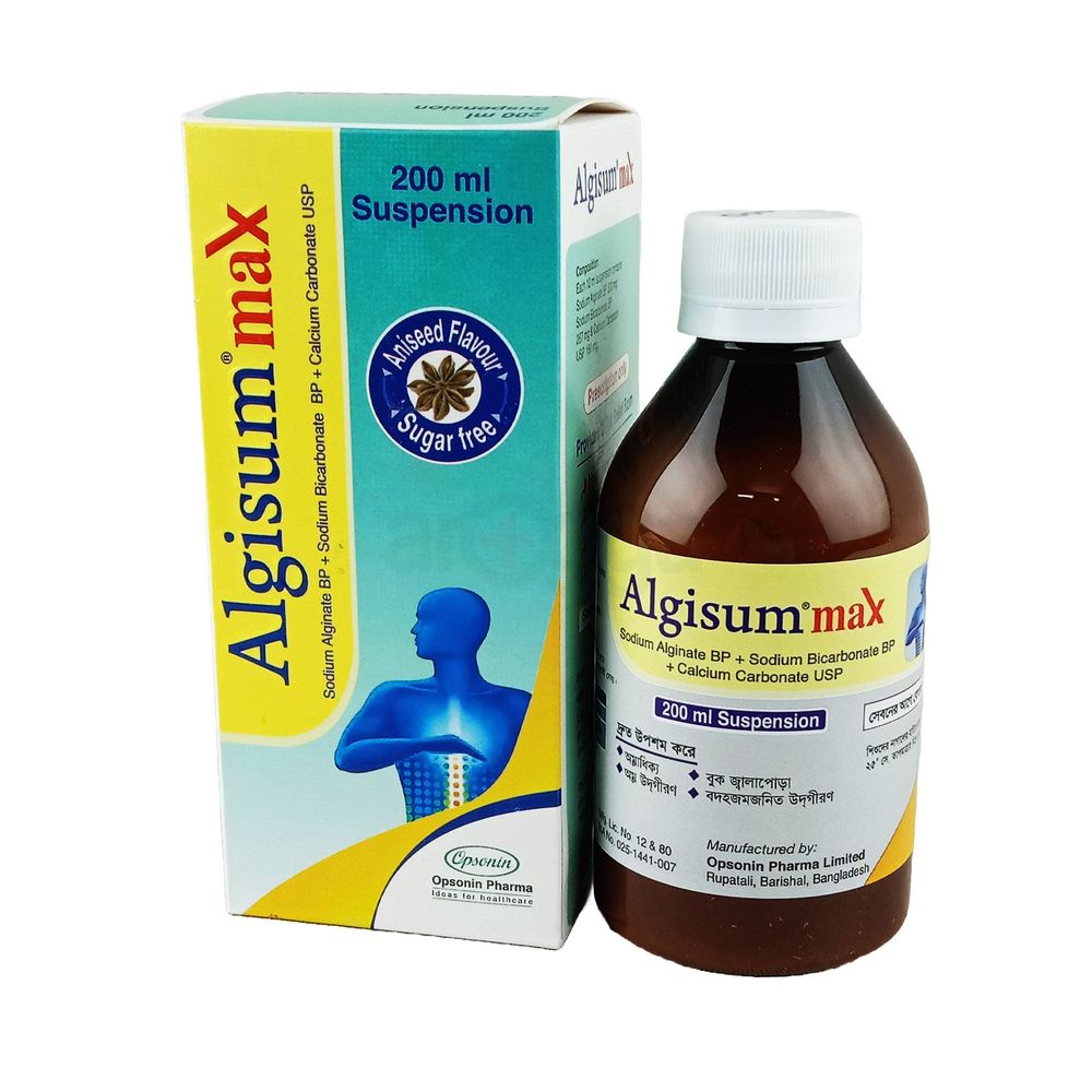 Algisum Max 500mg+267mg+160mg/10ml Suspension