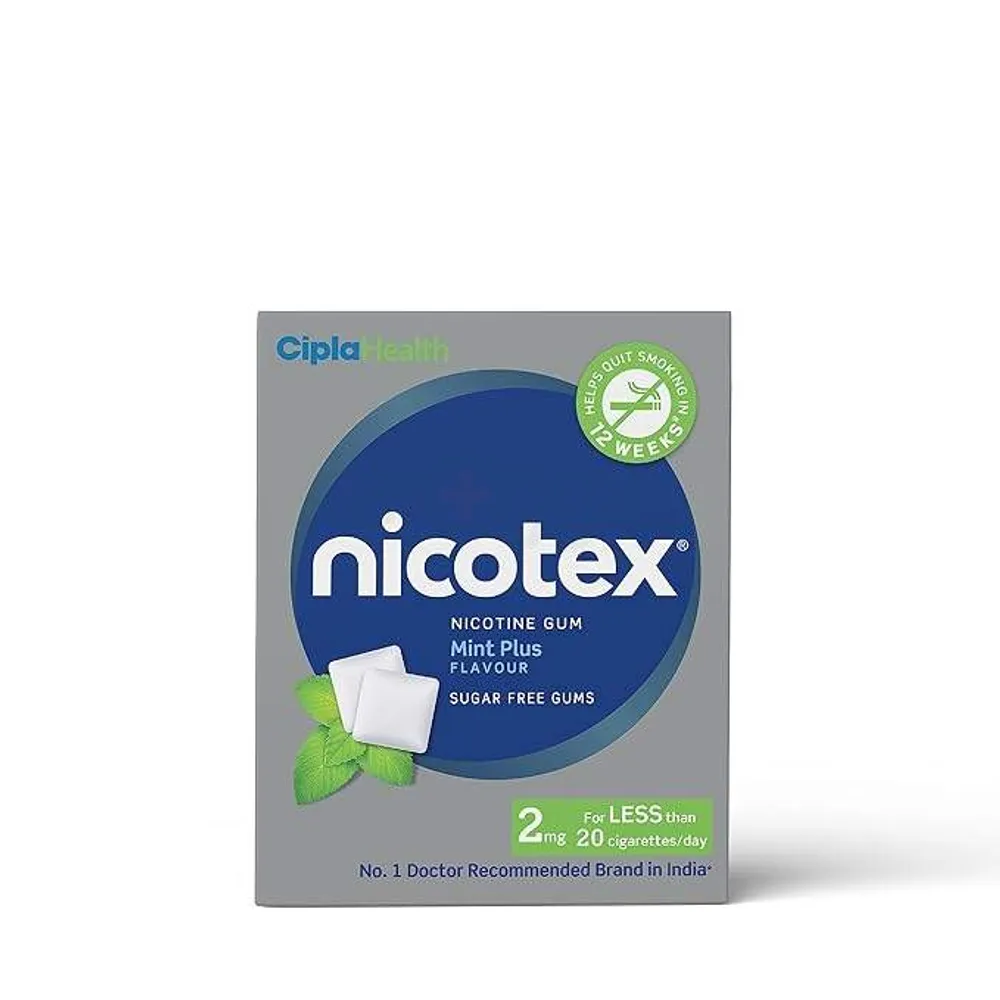 Nicotex Nicotine Sugar Free Gum Mint Plus Flavour 12's Pack  
