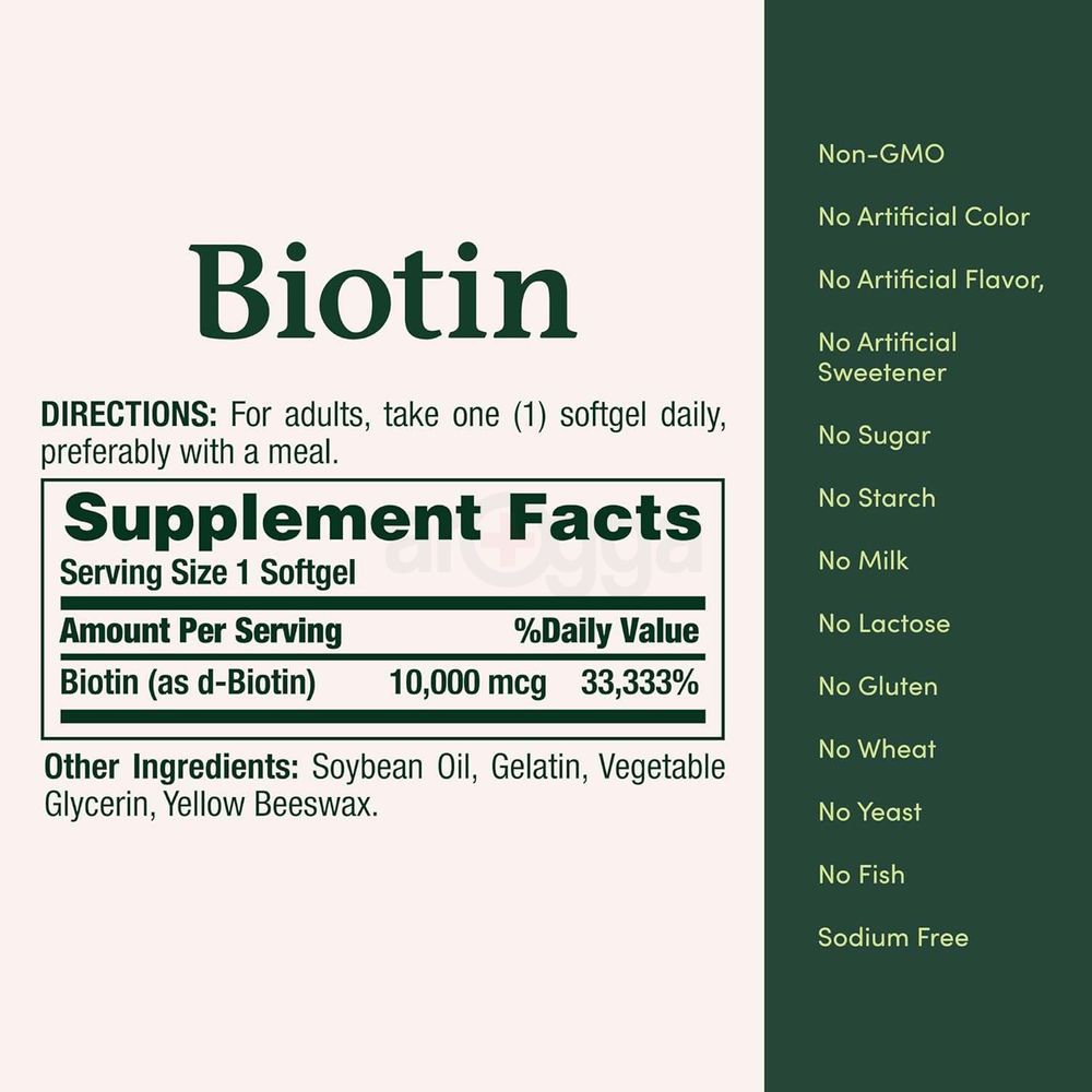Nature's Bounty Biotin Supports Healthy Hair Skin Nails 10000mcg 120 Capsules  