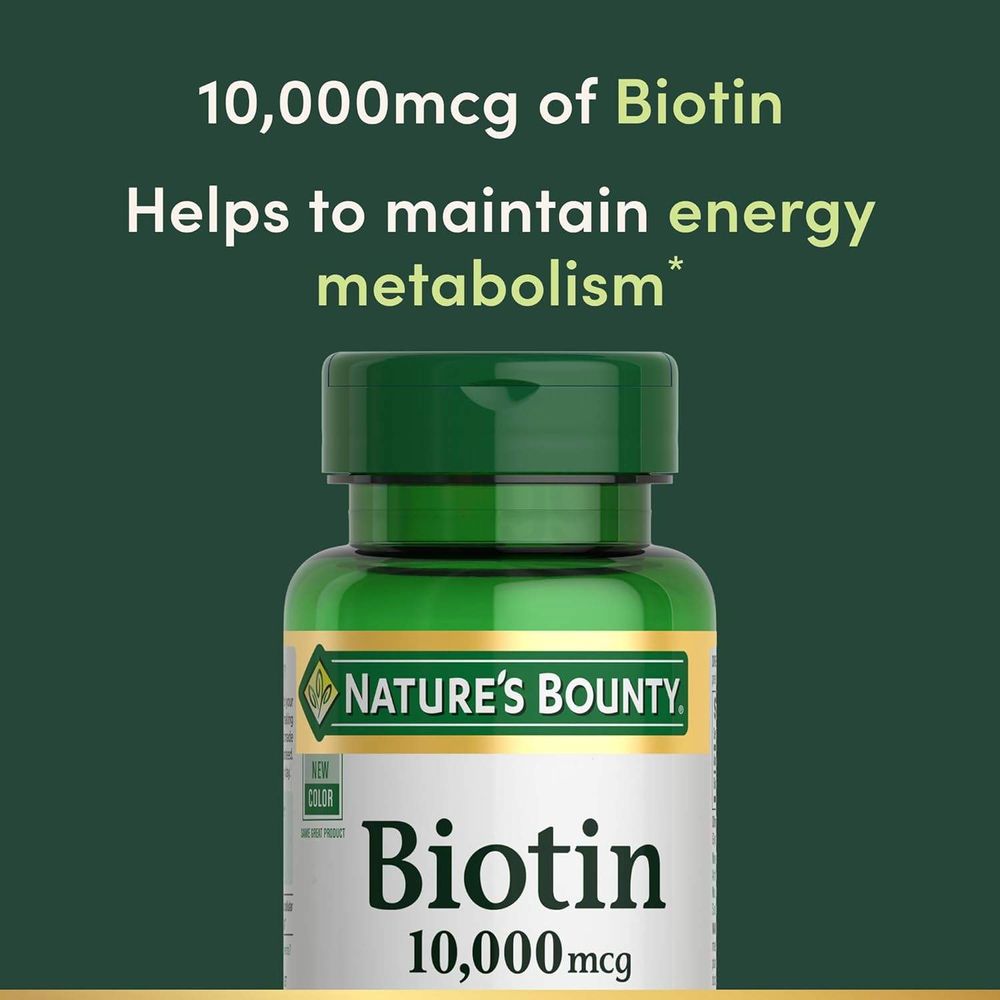 Nature's Bounty Biotin Supports Healthy Hair Skin Nails 10000mcg 120 Capsules  