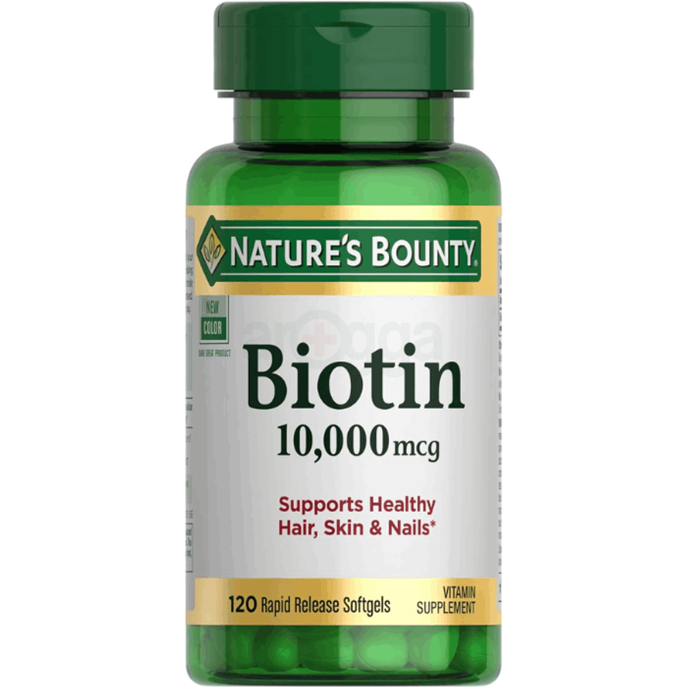 Nature's Bounty Biotin Supports Healthy Hair Skin Nails 10000mcg 120 Capsules  