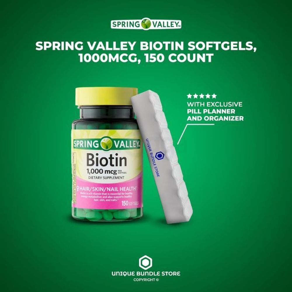 Spring Valley Biotin for Hair, Skin, Nail 1000mcg 150 Softgels  