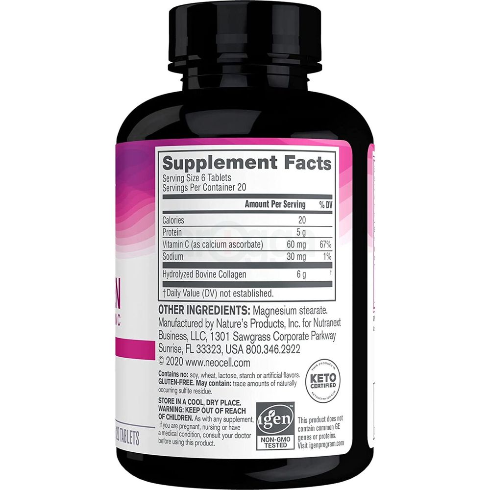 NeoCell® Super Collagen + C – 6,000mg Collagen Types 1 & 3 Plus Vitamin C - 120 Tablets  