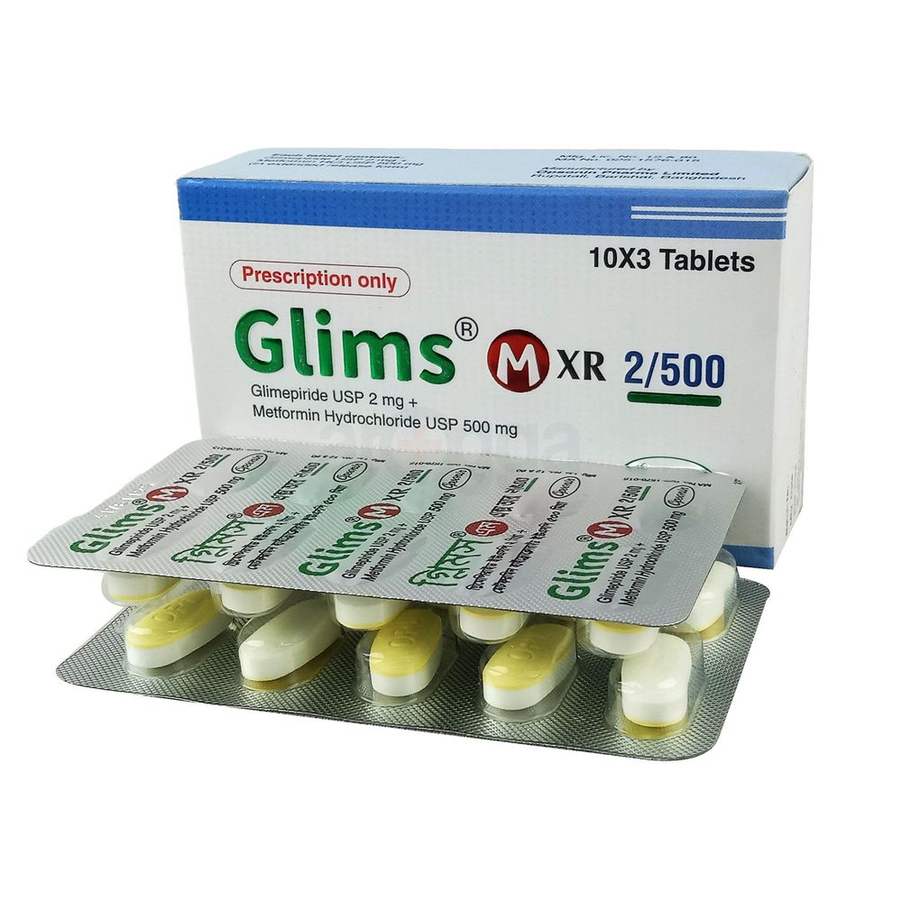 Glims M XR 2/500 2/500mg Tablet - Arogga Online Pharmacy