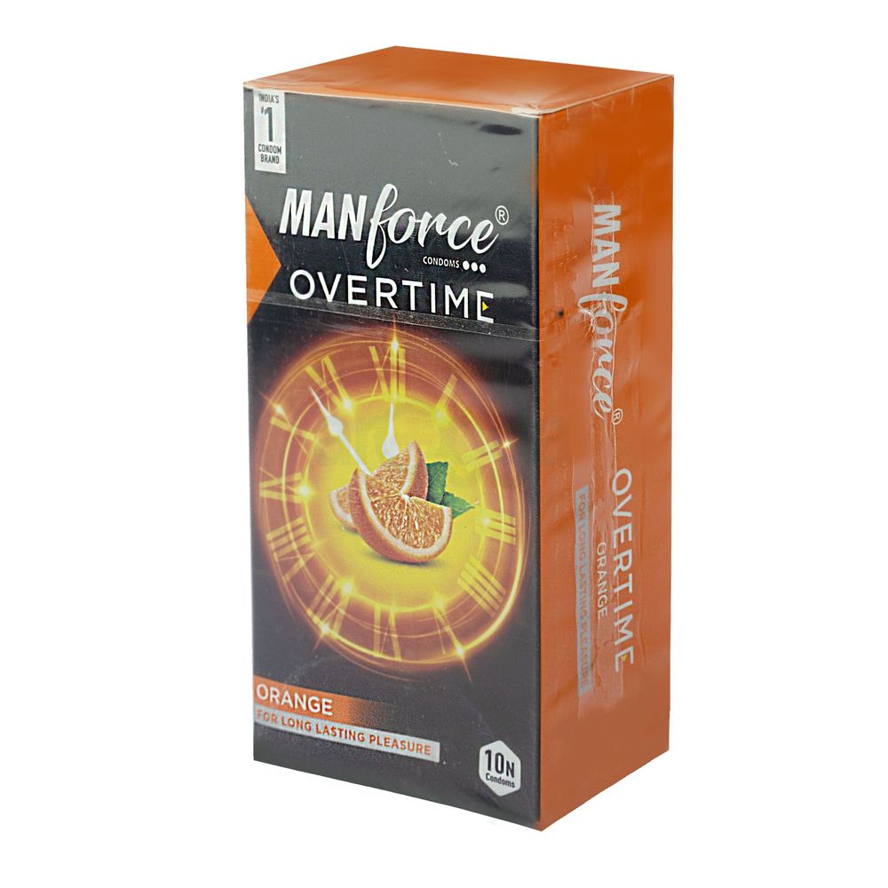 Manforce Overtime Orange Flavoured 3in1 (Ribbed, Contour, Dotted) Condom - 10Pcs Pack(India)  