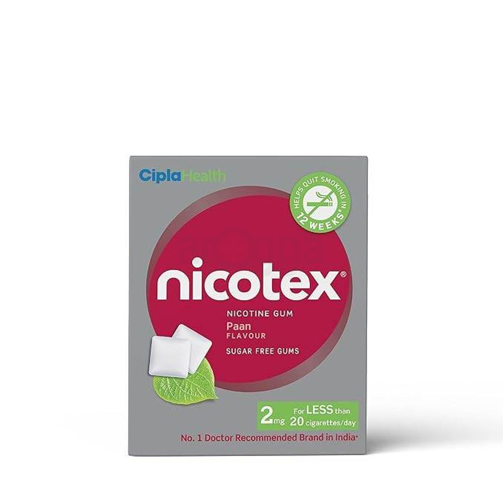 Nicotex Nicotine Gum  Paan Chewing Gum 2gm Gum Tablet