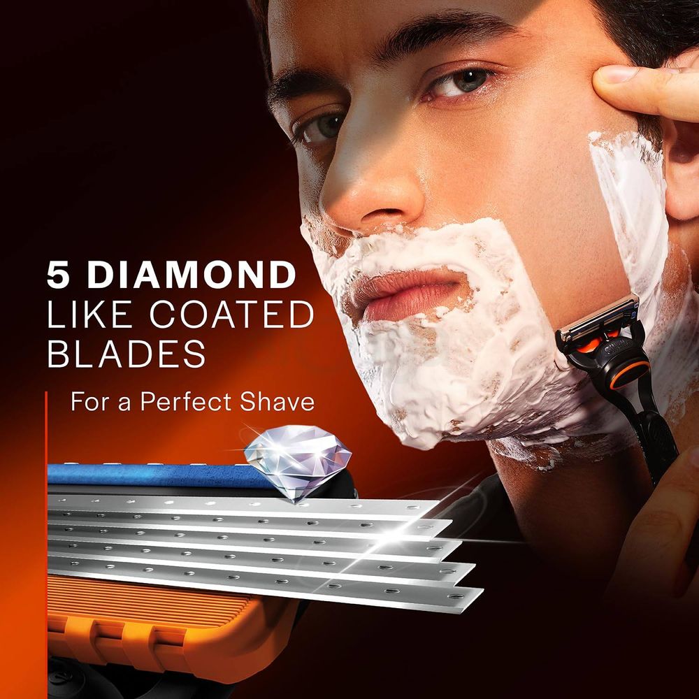 Gillette Fusion 5 Razor with Styling Black Blade & 5 Diamond Like Coated Blades  