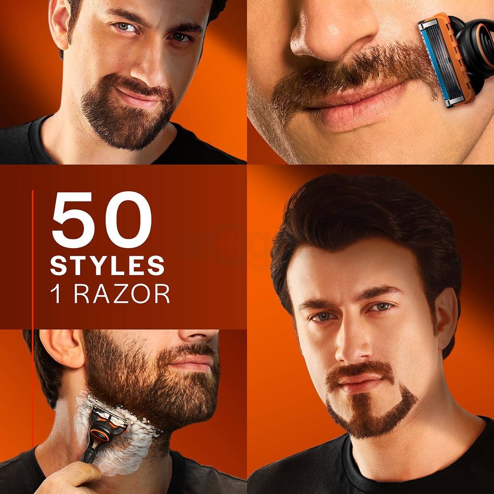 Gillette Fusion 5 Razor with Styling Black Blade & 5 Diamond Like Coated Blades  