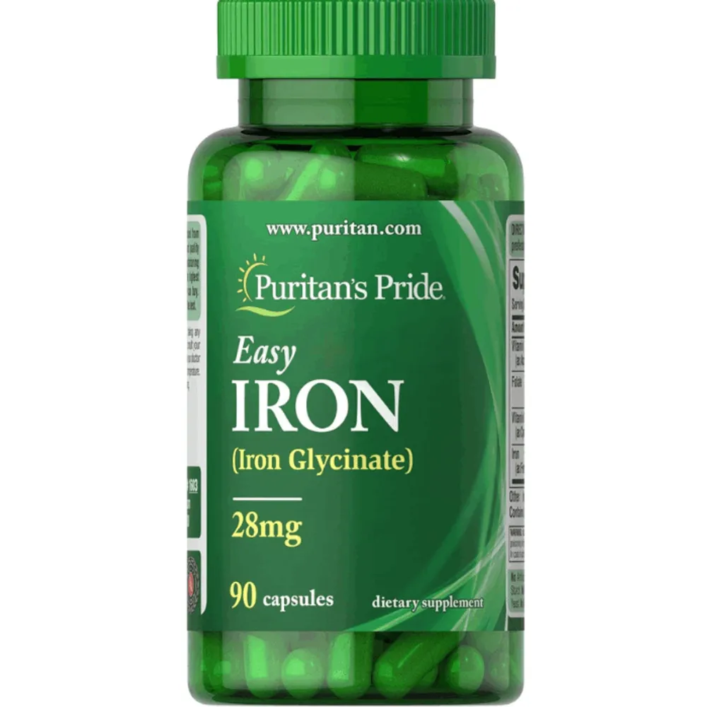 Puritan's Pride Easy Iron(Iron Glycinate) 28mg 90 Capsules  