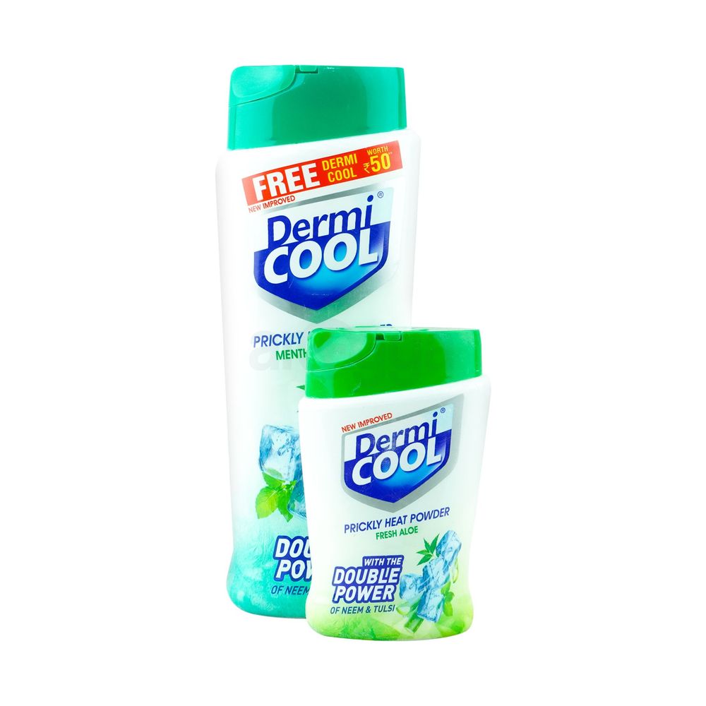 Dermi Cool Menthol Regular Prickly Heat Powder (Free Dermi Cool Fresh Aloe Prickly Heat Powder 50g)  