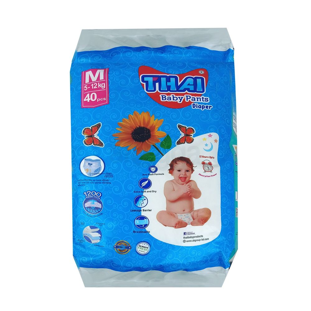 Thai Pant Style Baby Diaper-M 40's Pack  