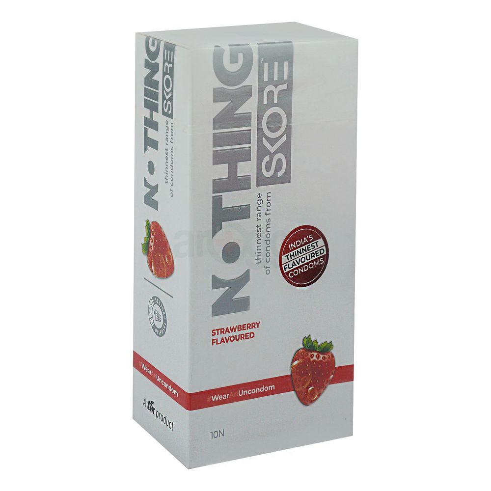 Skore Nothing Thinnest Strawberry Flavored Condoms 10pcs Pack  
