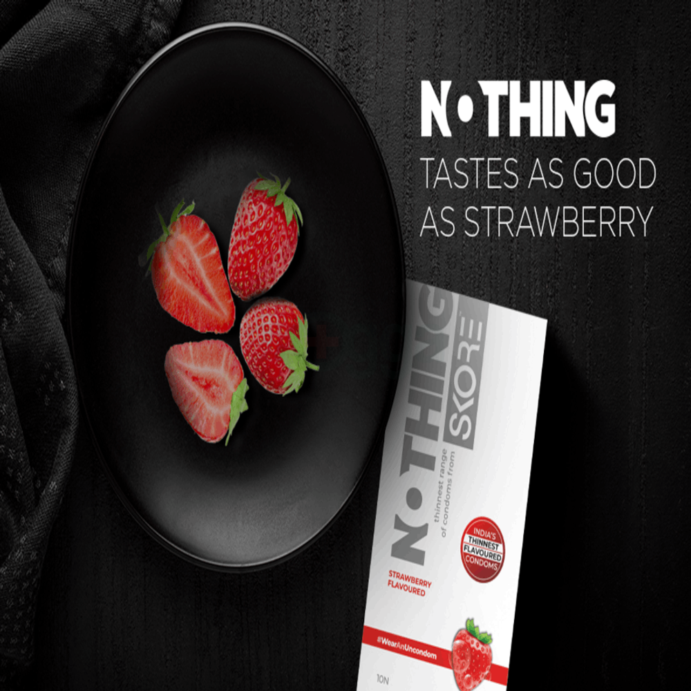 Skore Nothing Thinnest Strawberry Flavored Condoms 10pcs Pack  