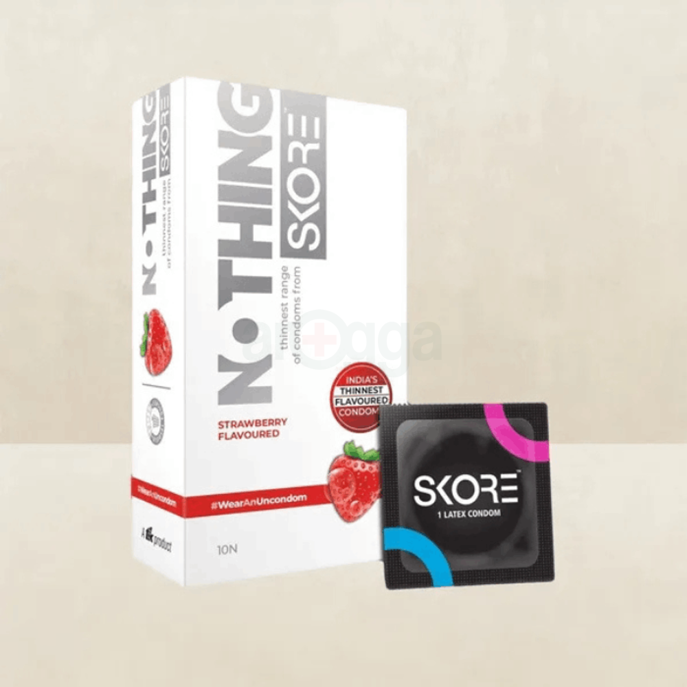 Skore Nothing Thinnest Strawberry Flavored Condoms 10pcs Pack  