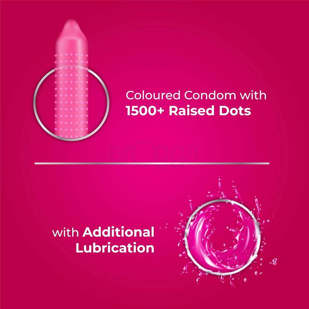 Skore Strawberry 1500+ Dotted with Extra Lubrication Condom - 10Pcs Pack  
