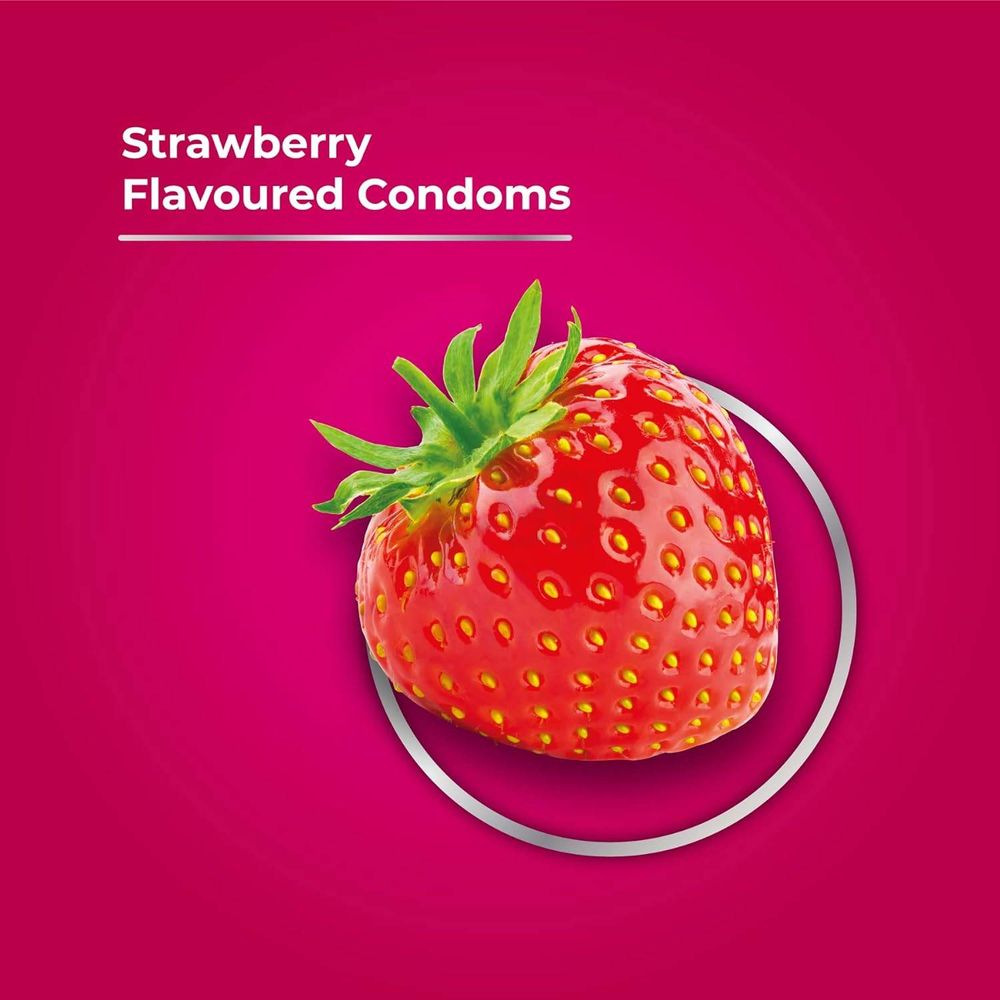 Skore Strawberry 1500+ Dotted with Extra Lubrication Condom - 10Pcs Pack  