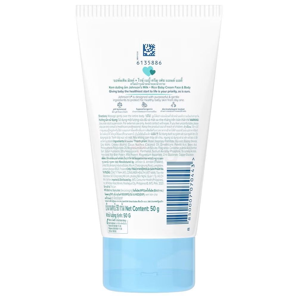 Johnson's Baby Skincare Cream Milk Rice 50g Arogga Online Pharmacy