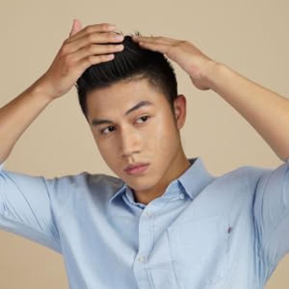 Pour a small amount and warm it up by rubbing your palms together