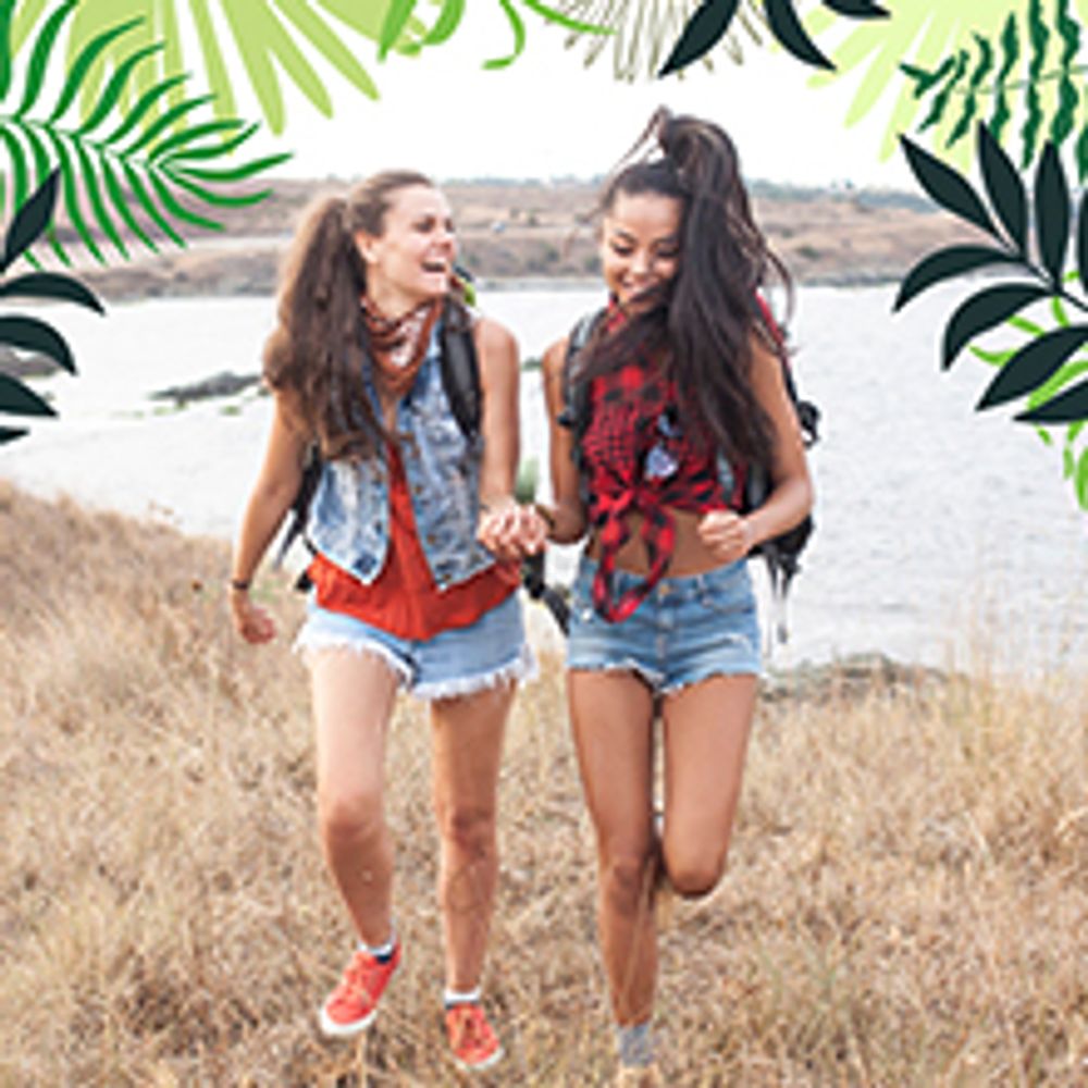 Two women hiking