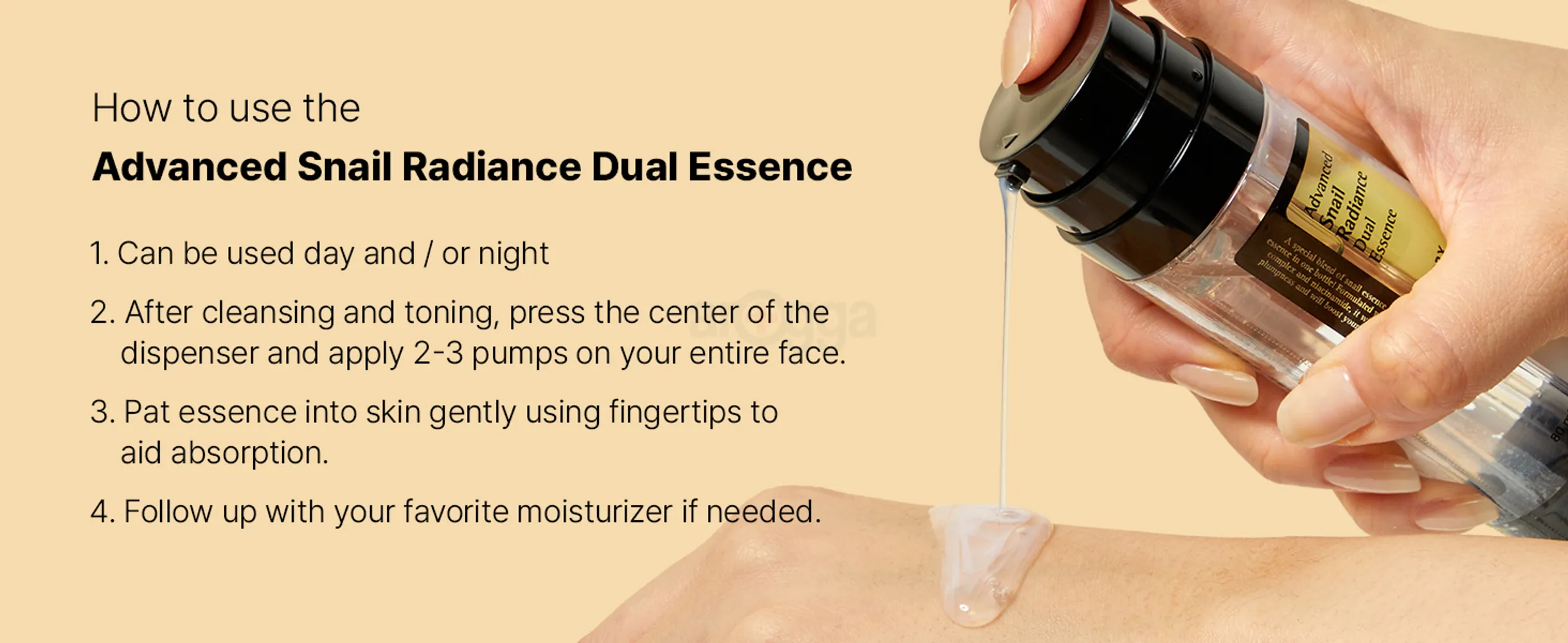 hwo to use day and night cleansign toning 2 to 3 pumps follwo up with moisturizer