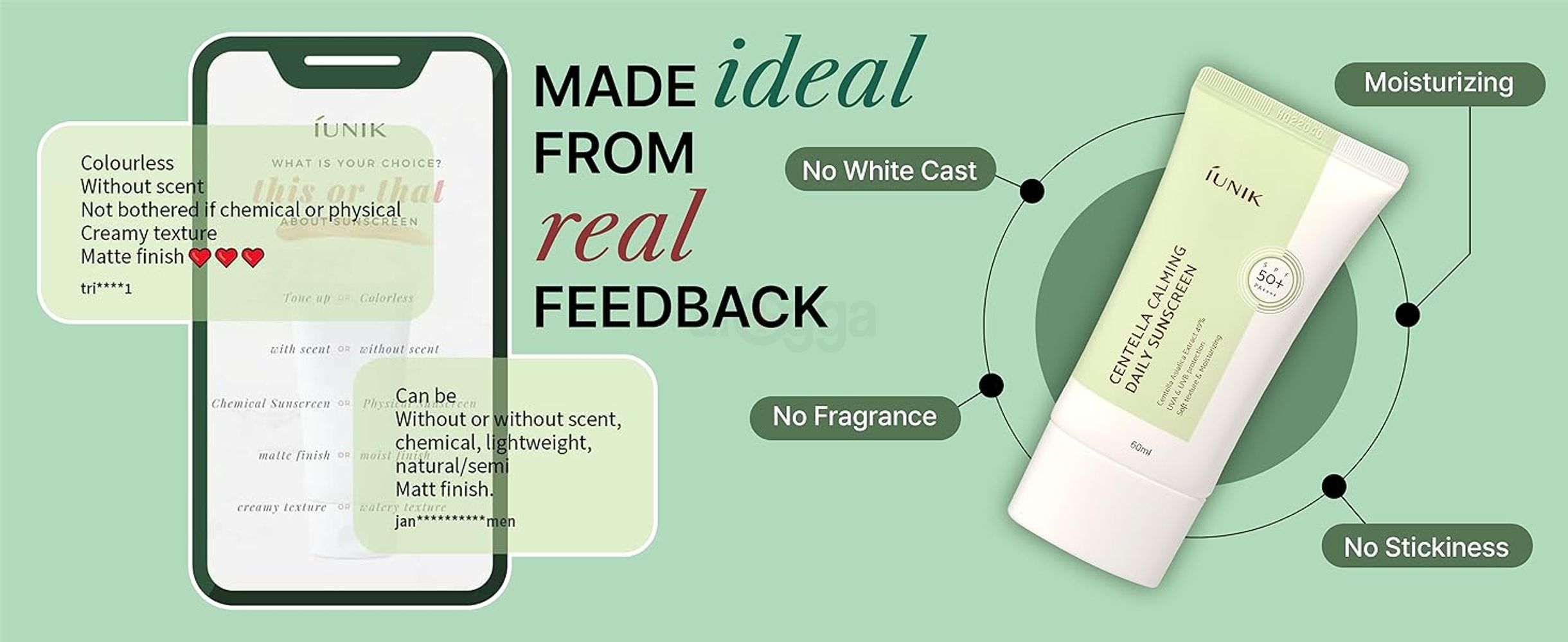 Korean Beauty Skincare Sunscreen without White Cast Fragrance Grease; Moisturizing with Matte Finish